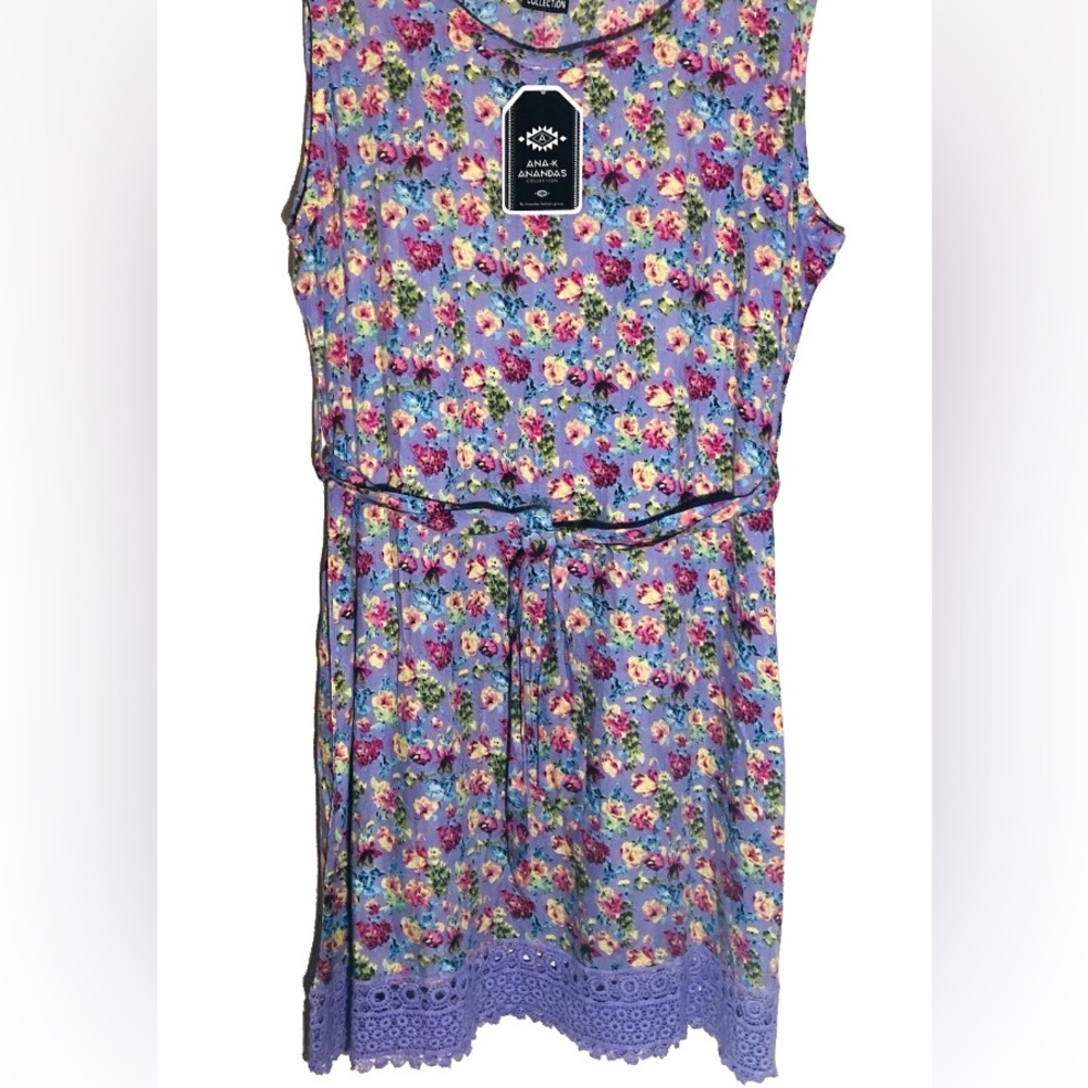 Lavender Floral Dress Size Medium by Ana-K-Anandas Made in India New with Tags
